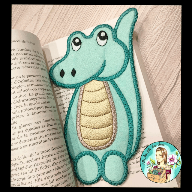 Marque page Crocodile Vert d'eau