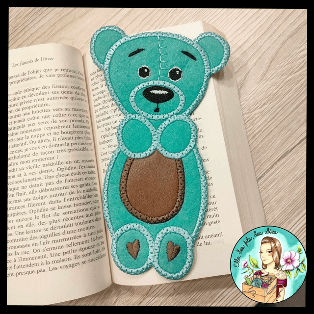 Marque page Ourson turquoise