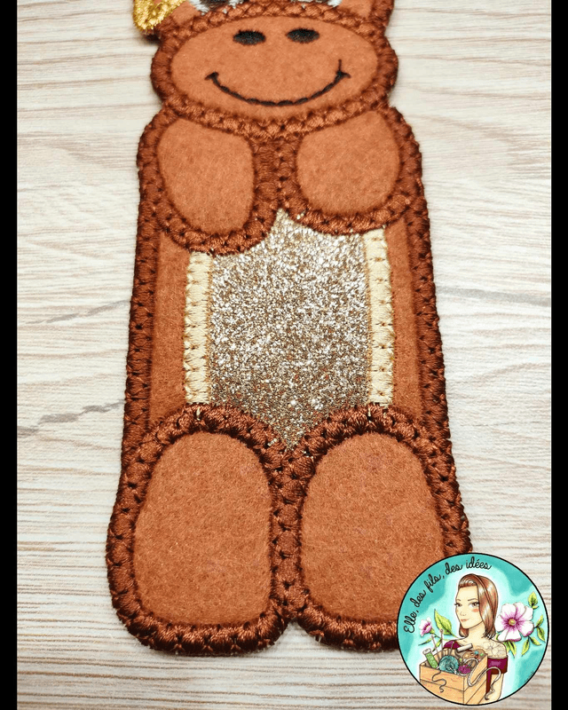 Marque page Licorne brune et or