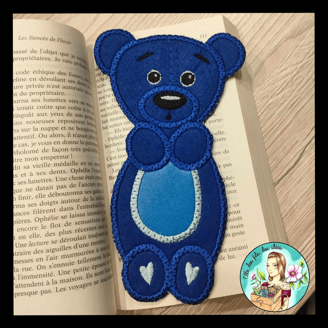 Marque page Ourson Bleu ventre bleu